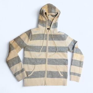 Brandy melville striped wool blend sweater zip up hoodie